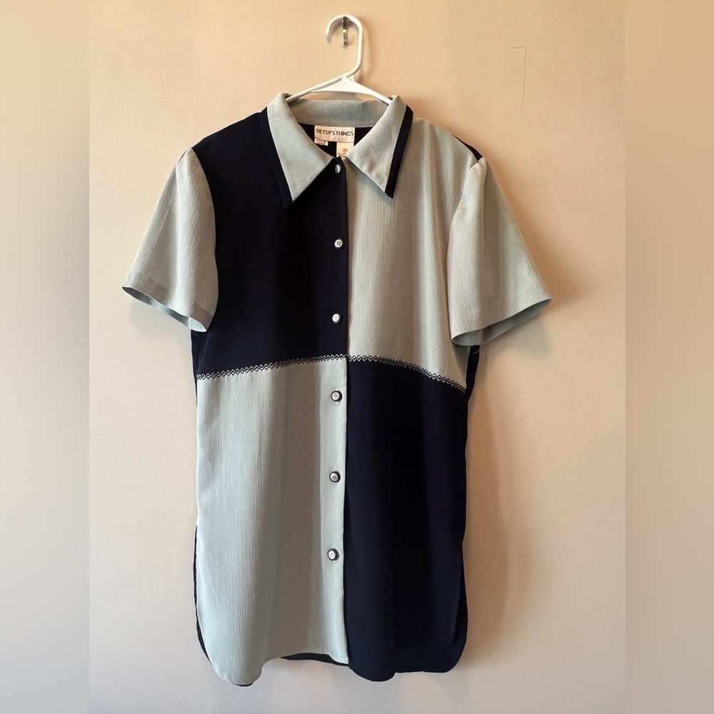 Two-Tone Button-Up Women's Top